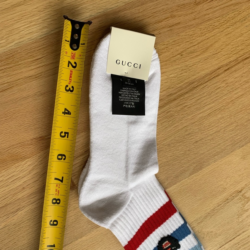 New Gucci puma patch striped blue red socks sz Medium - Picture 7 of 12